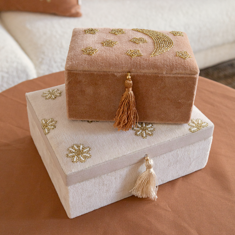 Sieradendoos met bloemen - beige - Afbeelding 2